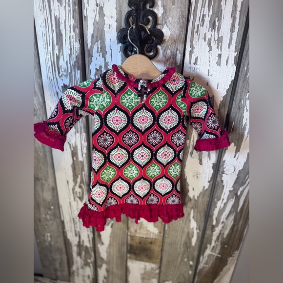 Rare Editions Holiday/ Christmas Dress size 24 months Red with ruffles - Picture 4 of 6